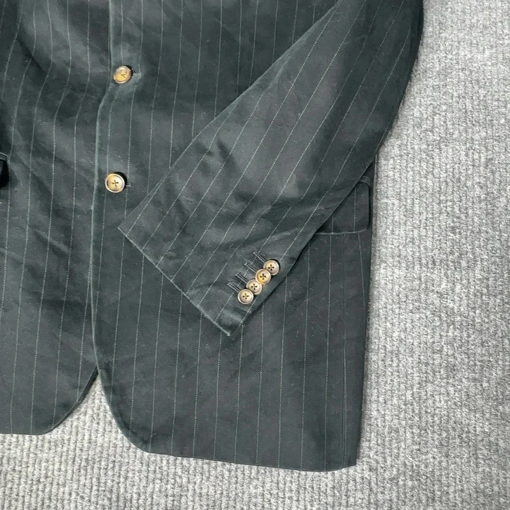 Banana Republic Blazer Men 42R Black Pinstripe Cotton 3 Button Sport Coat‎